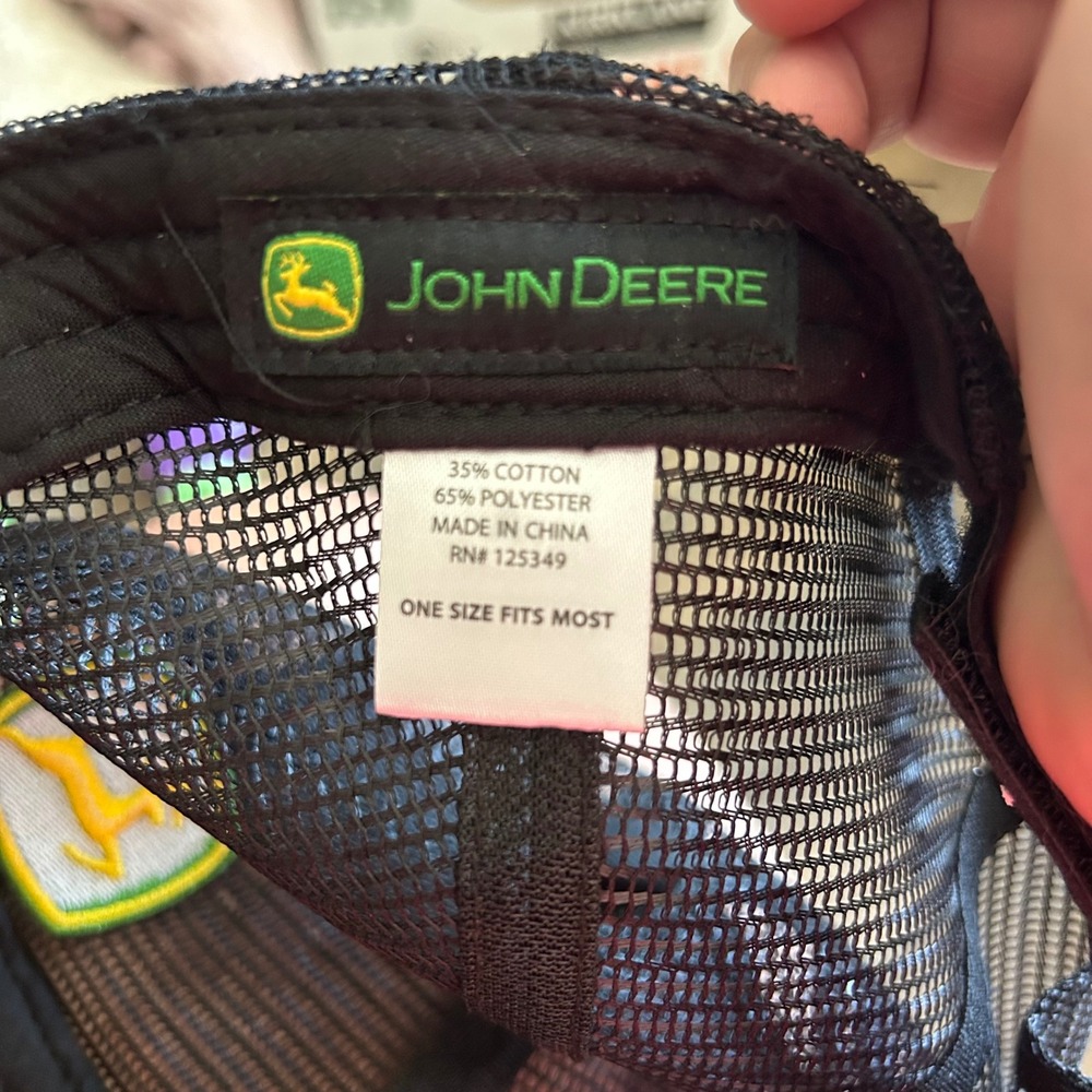 John Deere Trucker Hat Black Mesh Embroidered Logo Adjustable Cap RN125349 OSFM - Picture 8 of 8